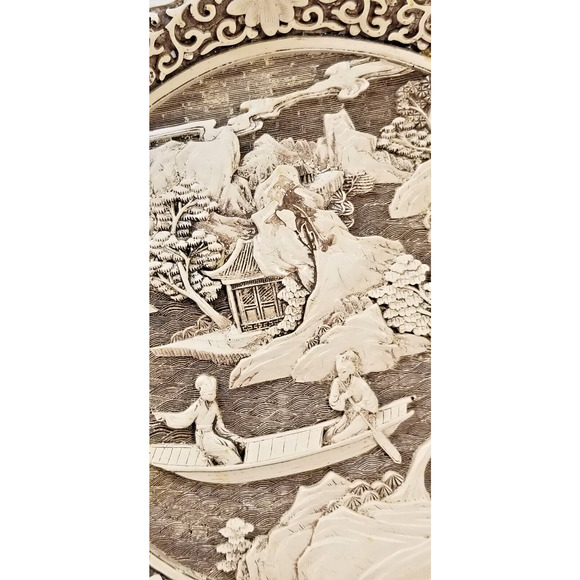 Oriental Dynasty Plate Carved Resin by Arnart Imports 1983 - Picture 3 of 7